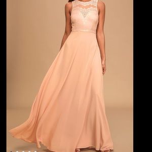 LULUs brand new Blush Lace Maxi dress